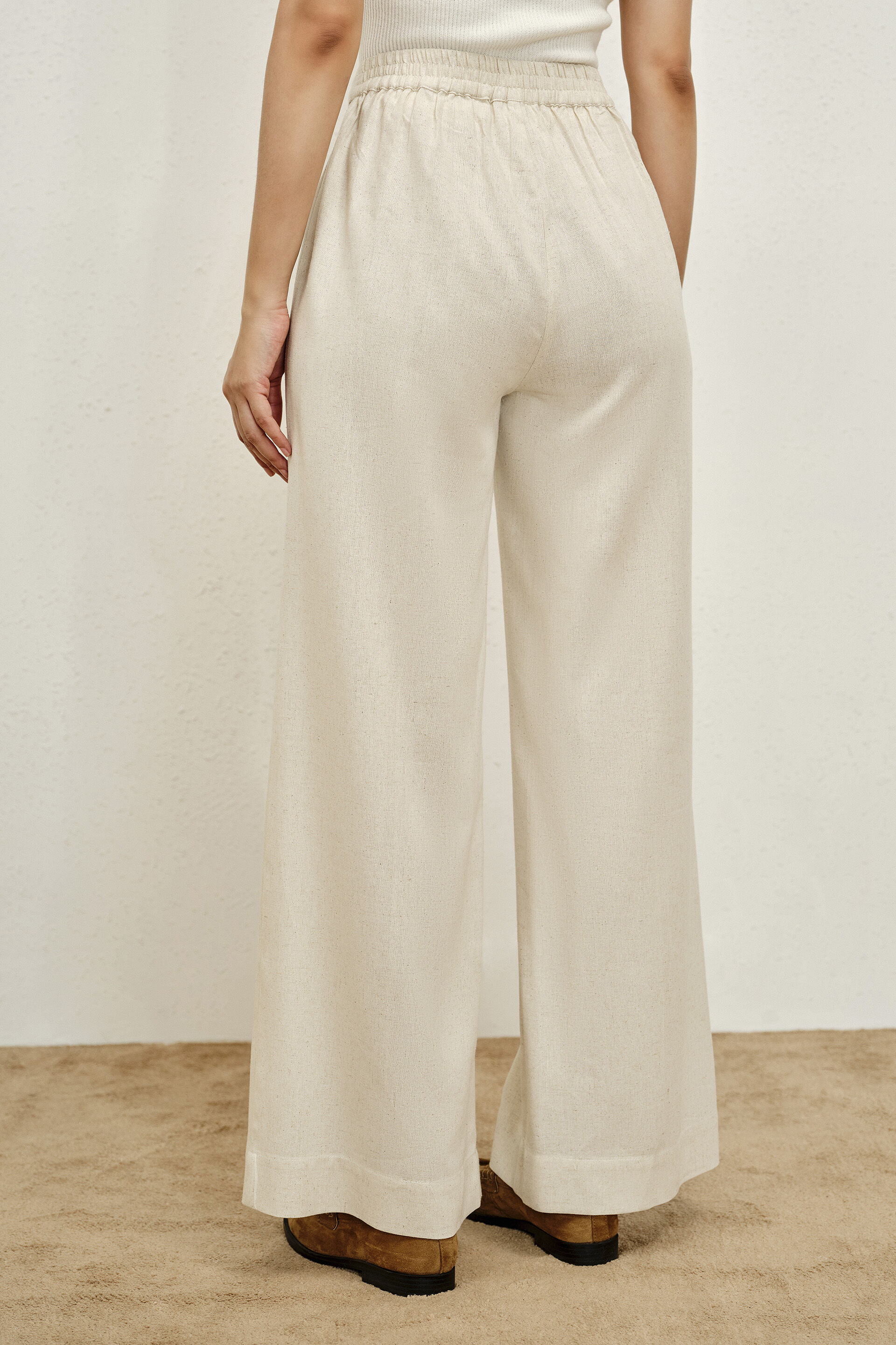 Thea Natural Wide-Leg Pants, Natural, image 4